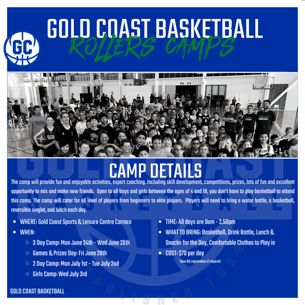 2024 Rollers Gold Coast Basketball Camp Flyer