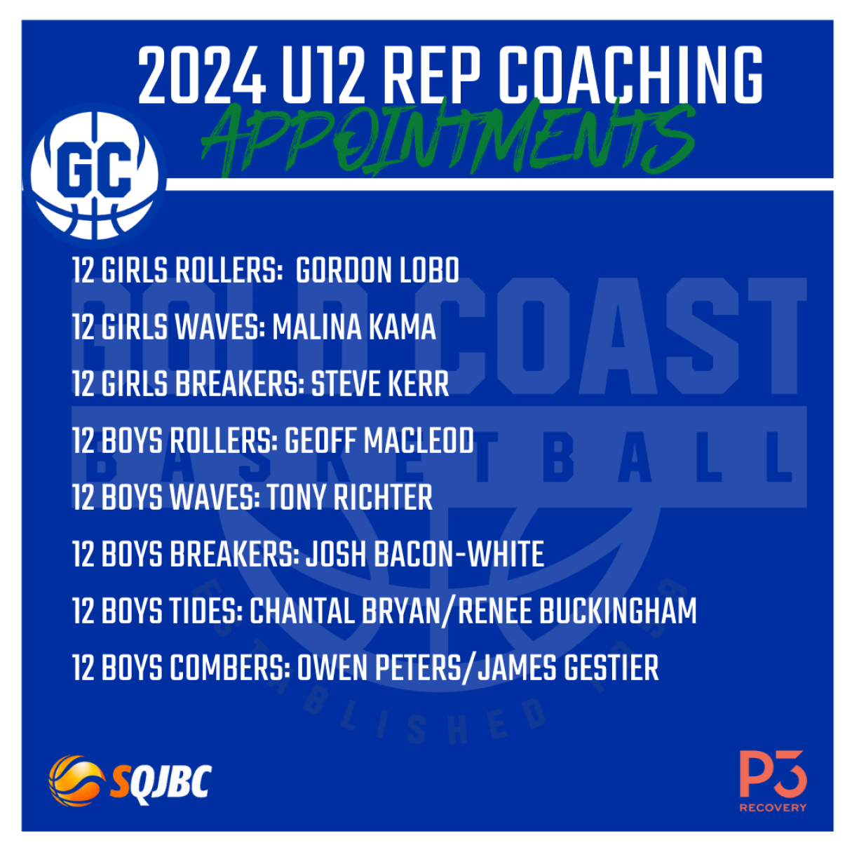 2024 U12 REP COACH APPOINTMENTS